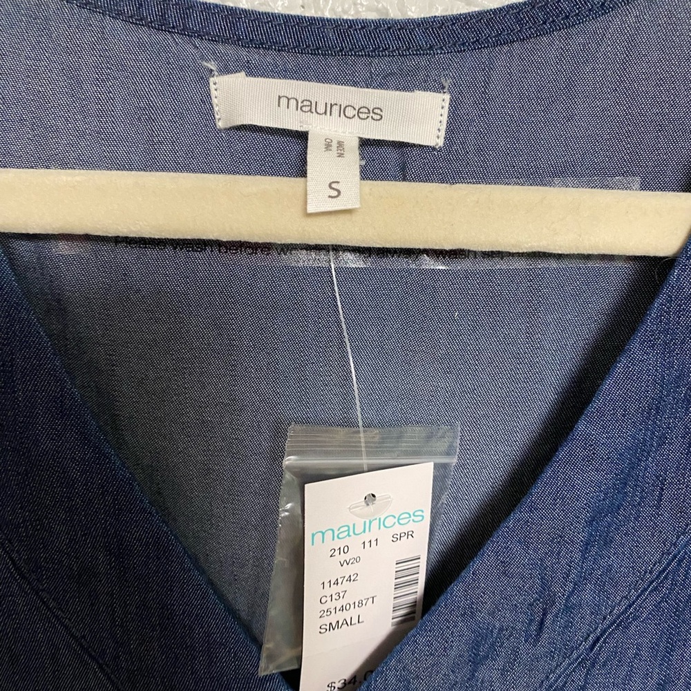 Denim Style dress button down with tie back size small sundress - Picture 6 of 6